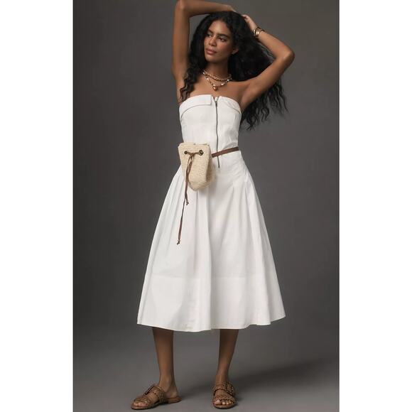 EUC Pilcro Strapless Twofer White Midi Dress - Large - Picture 2 of 6